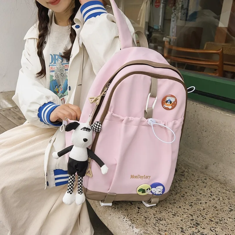 NX DOUGHNUT Nylon Backpack Regular Unisex Green/Black/Purple/Coffee/White/Pink-9