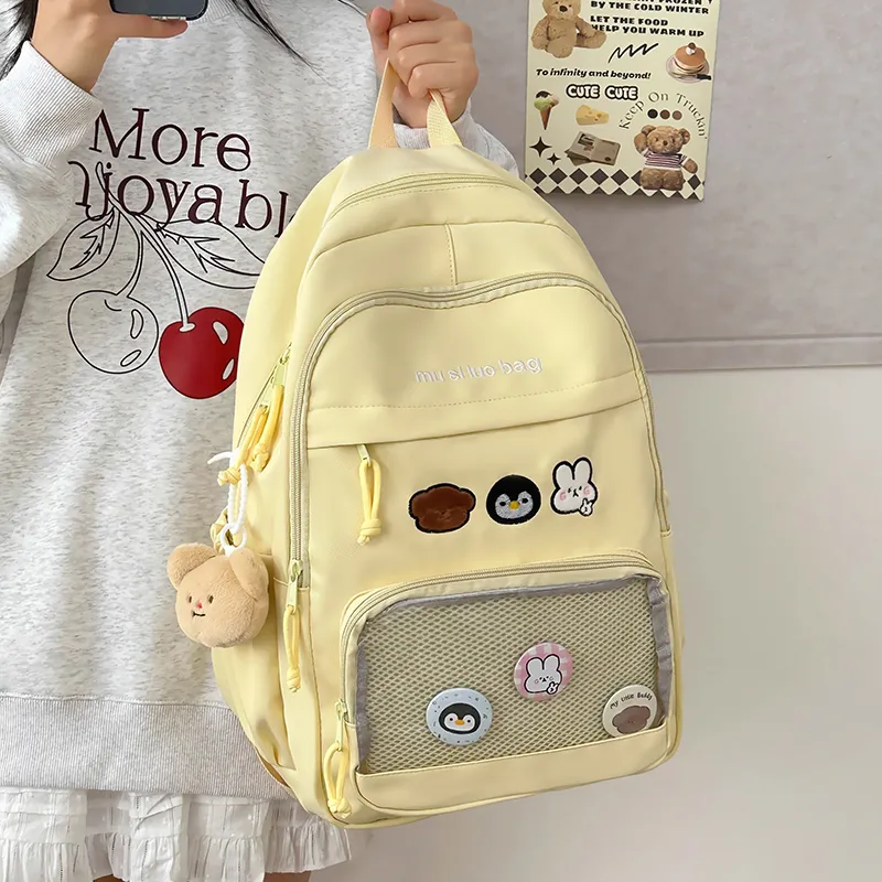 NX DOUGHNUT Nylon Fabric Backpack Unisex White/Black/Yellow/Blue/Pink-17