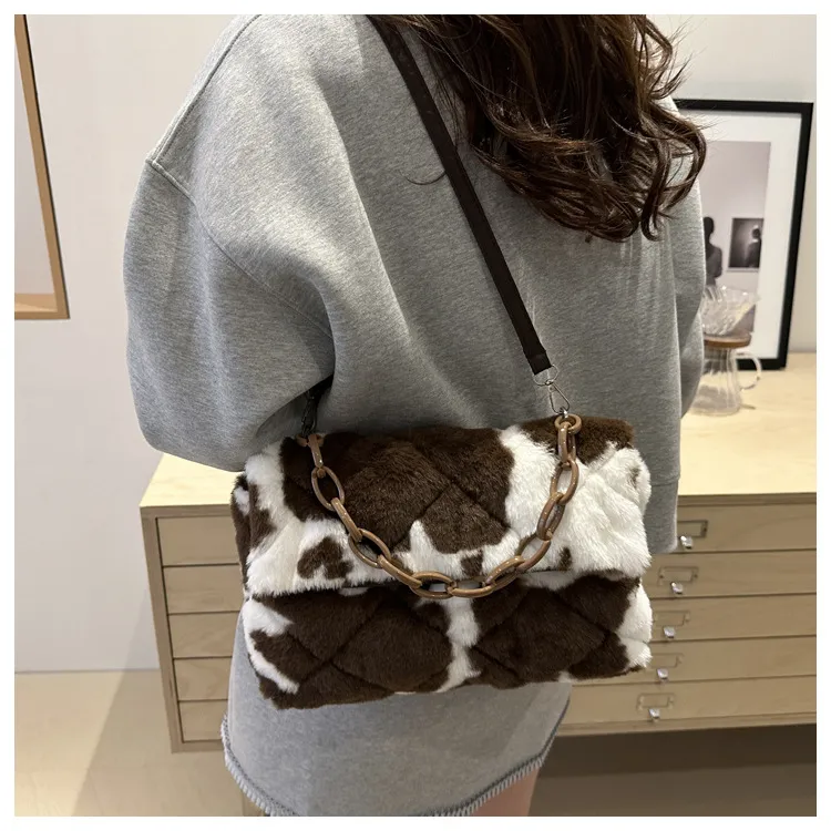 NX DOUGHNUT Plush Portable Small Square Bag Crossbody Bag Shoulder Bag Regular Unisex Multicolor-2