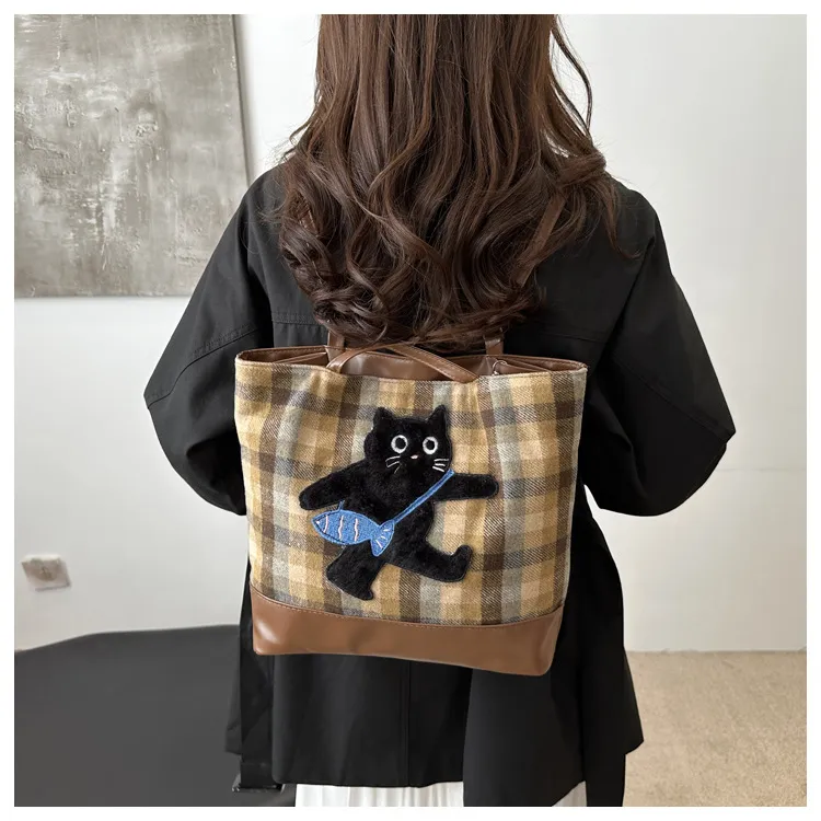 NX DOUGHNUT Woolen Tote Bag, Shopping Bag, Shoulder Bag Unisex Multicolor-8