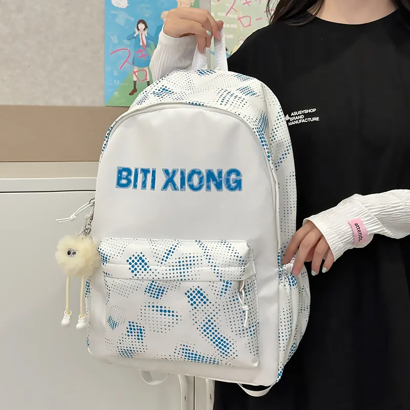 NX DOUGHNUT Nylon Backpack Unisex White/Black/Pink/Blue/Black-13