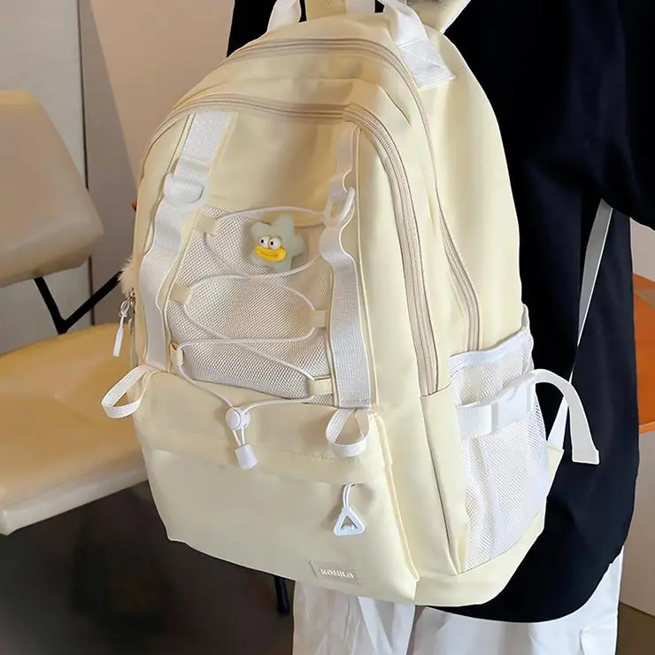 NX DOUGHNUT Nylon Fabric Backpack Women's Black/Pink/Yellow/Light Green/Light Blue-11