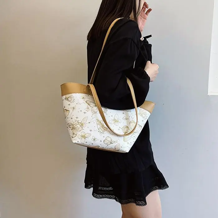 NX DOUGHNUT PU Tote Bag, Shopping Bag, Handbag, Shoulder Bag Women's Khaki/Pink/Black-5
