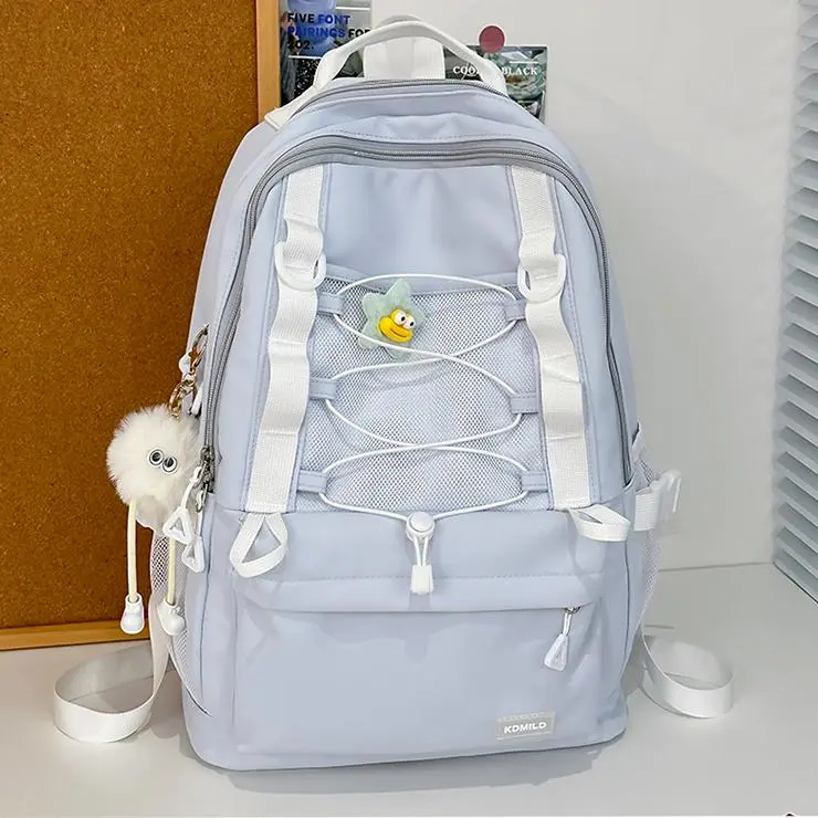 NX DOUGHNUT Nylon Fabric Backpack Women's Black/Pink/Yellow/Light Green/Light Blue-23