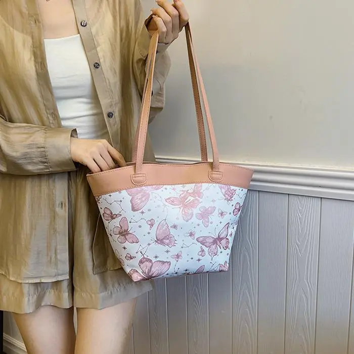 NX DOUGHNUT PU Tote Bag, Shopping Bag, Handbag, Shoulder Bag Women's Khaki/Pink/Black-8
