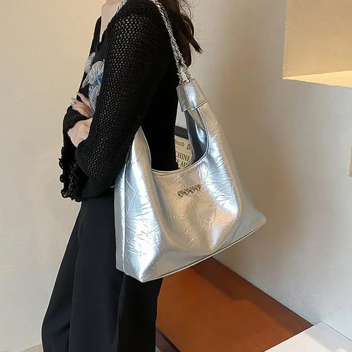 NX DOUGHNUT PU Shoulder Bag Women's White/Black/Silver-17