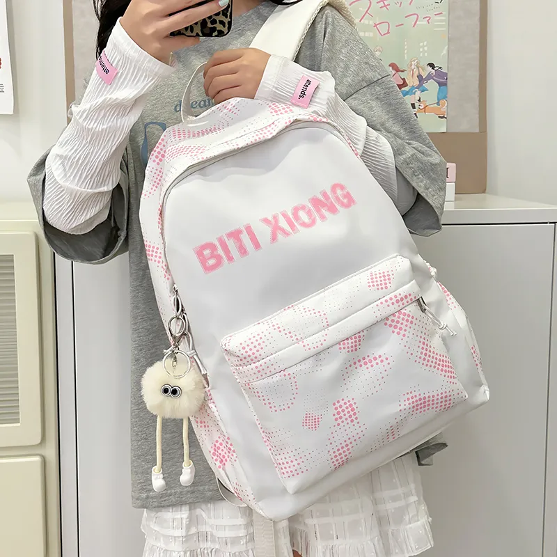 NX DOUGHNUT Nylon Backpack Unisex White/Black/Pink/Blue/Black-8