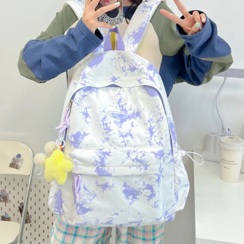 NX DOUGHNUT Nylon Backpack Unisex Black/Pink/Violet/Khaki/Sky Blue-11