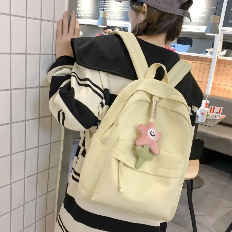NX DOUGHNUT Nylon Backpack Women's Ecru/Black/Pink/Yellow/Green-6