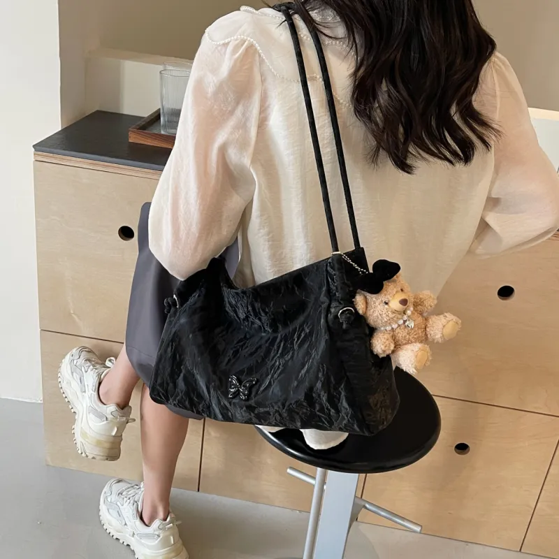 NX DOUGHNUT PU Handbag, Shoulder Bag Regular Women's Ecru, Black, Pink-7