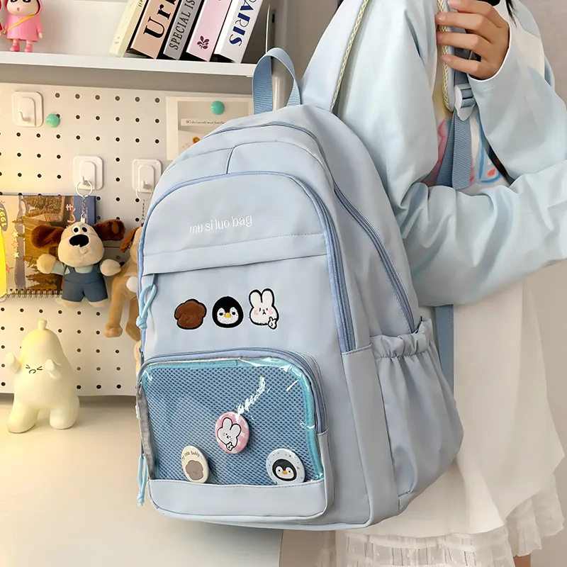NX DOUGHNUT Nylon Fabric Backpack Unisex White/Black/Yellow/Blue/Pink-22