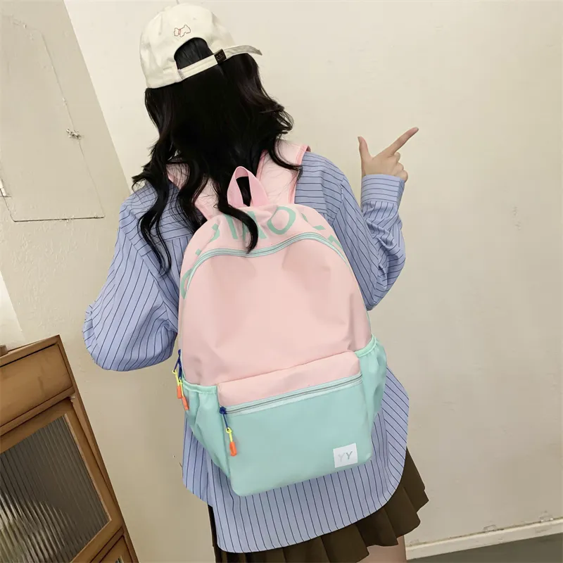 NX DOUGHNUT Nylon Fabric Backpack Unisex Pink Purple/Pink Green/Green Yellow/Blue Yellow-7