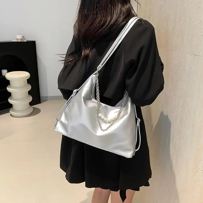 NX DOUGHNUT PU Shoulder Bag Regular Women's White/Black/Pink/Silver-26