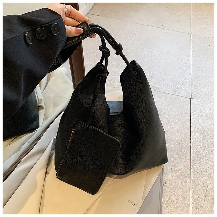 NX DOUGHNUT PU Tote Bag, Shopping Bag, Shoulder Bag Regular Women's Black/Gray/Brown-2