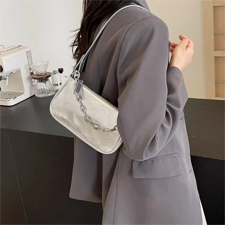 NX DOUGHNUT PU Handbag, Shoulder Bag Women's Silver, Dazzling Color, Silver, Black, Pink, Gold-28