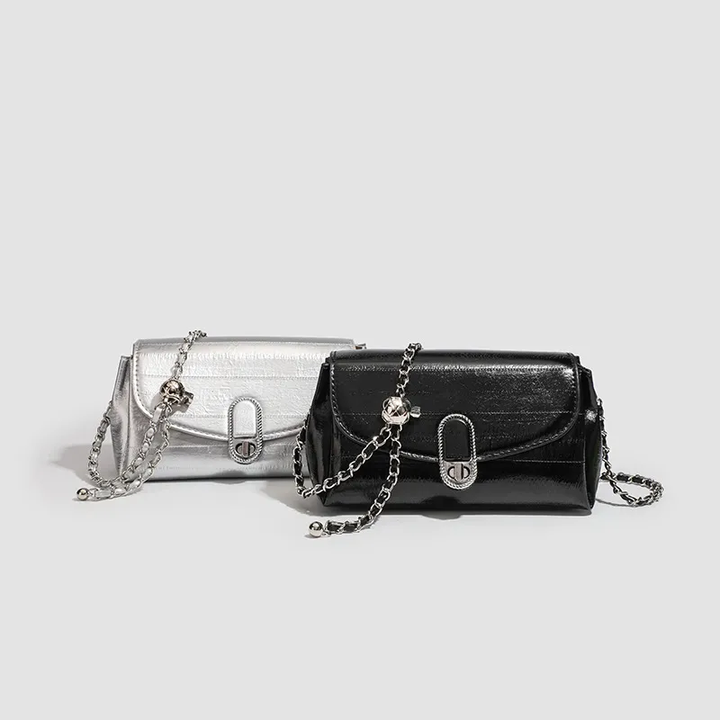 NX DOUGHNUT PU Small Square Bag, Crossbody Bag, Shoulder Bag Women's Black/Silver-2