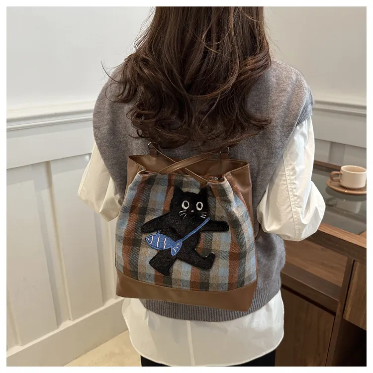 NX DOUGHNUT Woolen Tote Bag, Shopping Bag, Shoulder Bag Unisex Multicolor-3