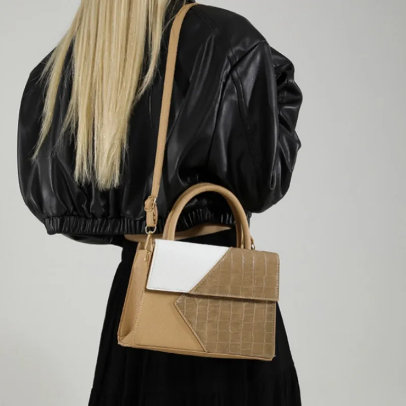 NX DOUGHNUT PU Niche Design Patchwork Small Square Bag One Shoulder Handbag Regular Women's Multicolor-4