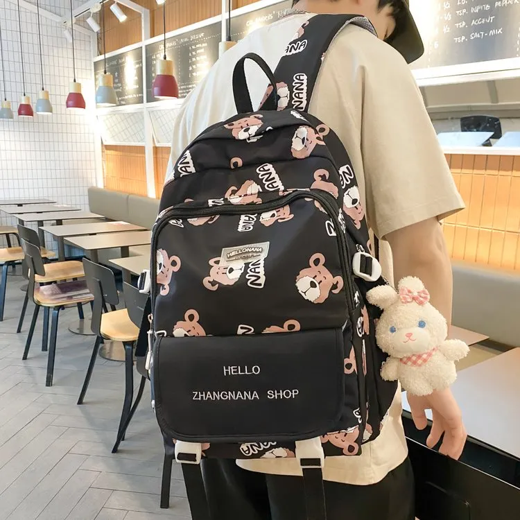 NX DOUGHNUT Nylon Backpack Regular Women's Black Ecru Blue White & Black Coffee-1