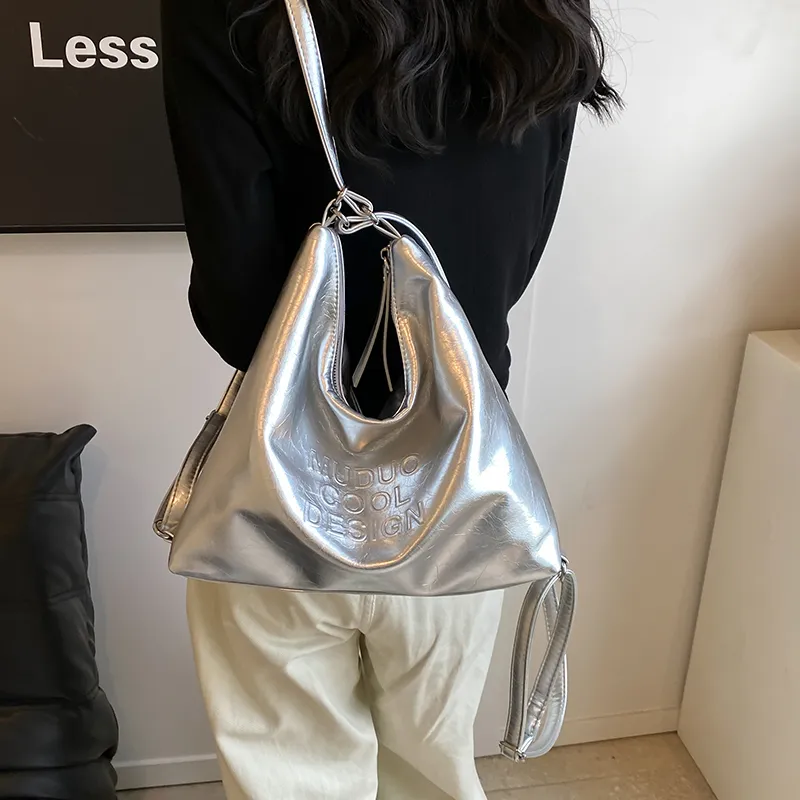 NX DOUGHNUT PU Backpack Women's White Silver Black-21