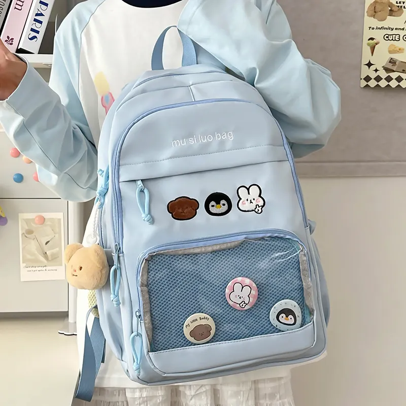 NX DOUGHNUT Nylon Fabric Backpack Unisex White/Black/Yellow/Blue/Pink-23