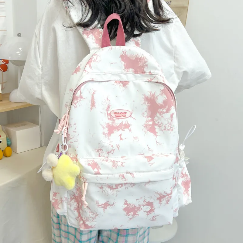 NX DOUGHNUT Nylon Backpack Unisex Black/Pink/Violet/Khaki/Sky Blue-4