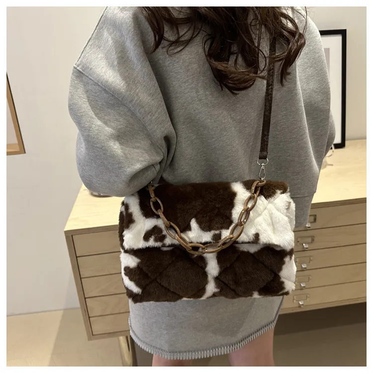 NX DOUGHNUT Plush Portable Small Square Bag Crossbody Bag Shoulder Bag Regular Unisex Multicolor-3