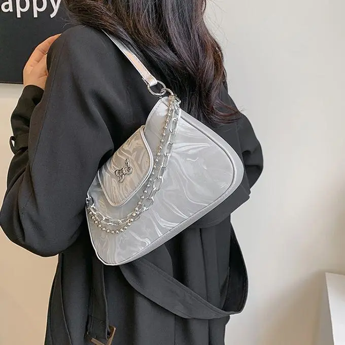 NX DOUGHNUT PU Shoulder Bag Regular Women's Black/White/Silver-27