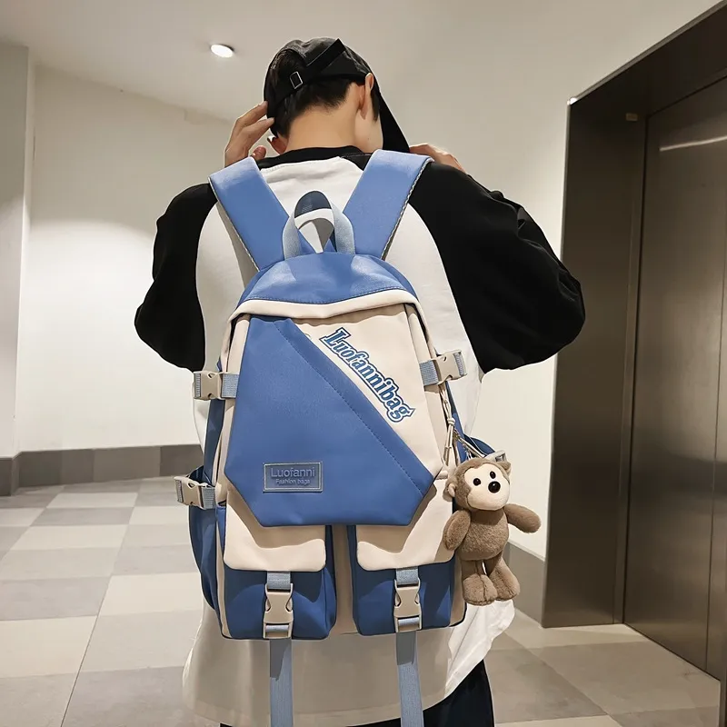 NX DOUGHNUT Nylon Backpack Tubas Unisex Black, Red, Blue, Khaki-6