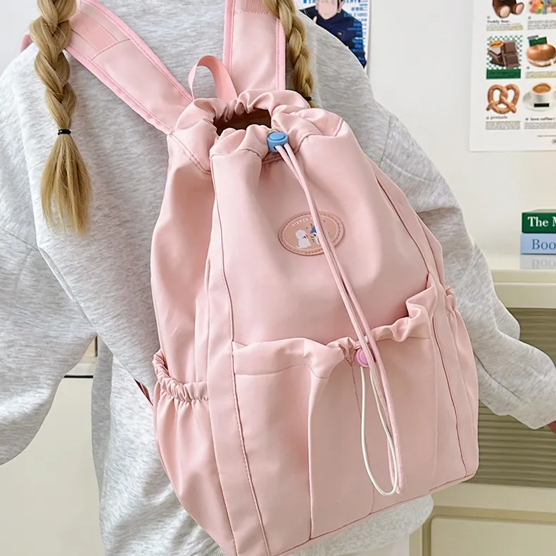 NX DOUGHNUT Nylon Drawstring Closure Backpack Women's Multicolor-4