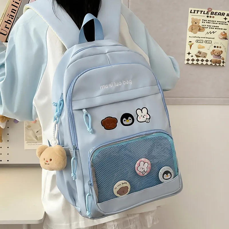 NX DOUGHNUT Nylon Fabric Backpack Unisex White/Black/Yellow/Blue/Pink-20