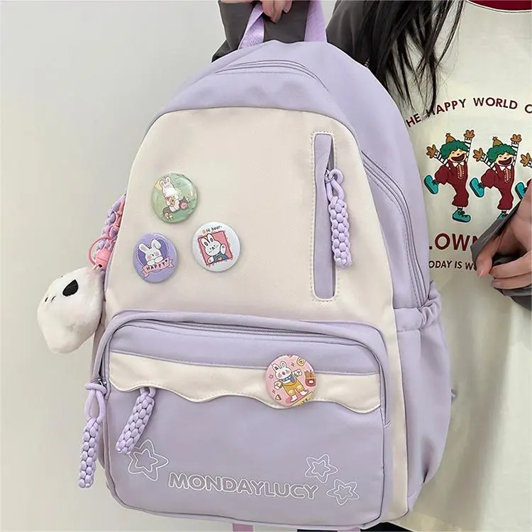 NX DOUGHNUT Nylon Backpack Unisex Pink Blue Purple Black Brown Green-11
