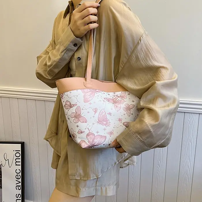 NX DOUGHNUT PU Tote Bag, Shopping Bag, Handbag, Shoulder Bag Women's Khaki/Pink/Black-10