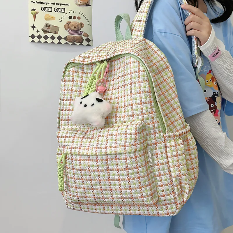 NX DOUGHNUT Nylon Fabric Backpack Women's Pink/Red/Khaki/Yellow/Green-7