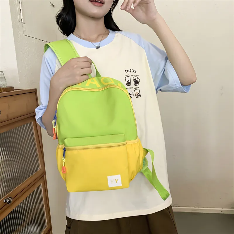 NX DOUGHNUT Nylon Fabric Backpack Unisex Pink Purple/Pink Green/Green Yellow/Blue Yellow-14