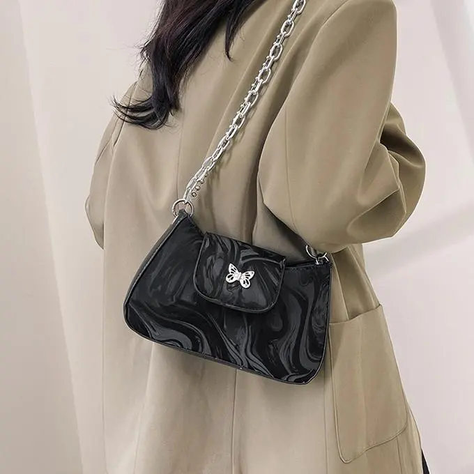NX DOUGHNUT PU Shoulder Bag Regular Women's Black/White/Silver-35