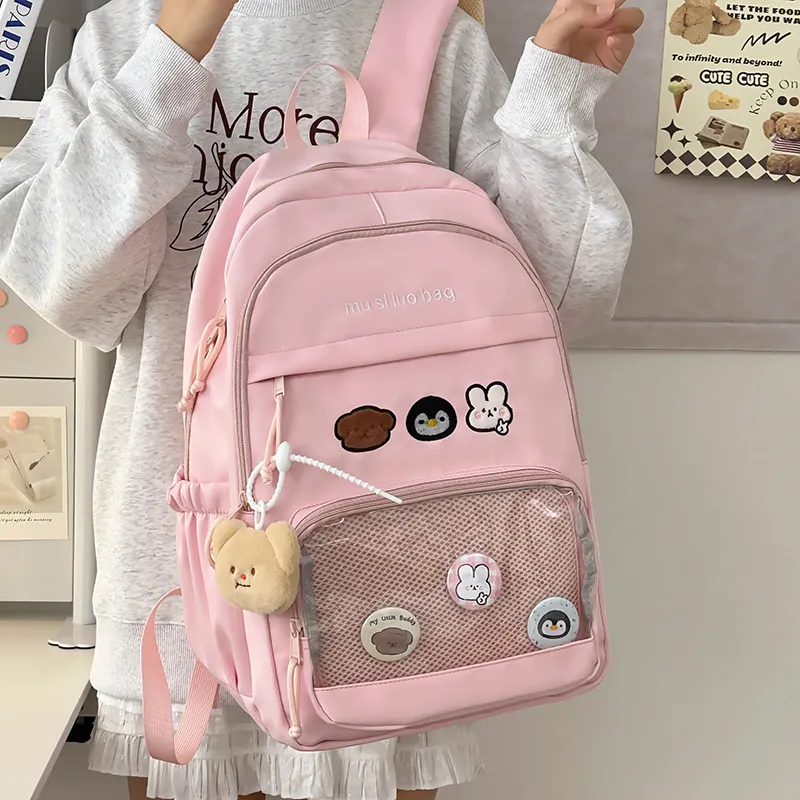 NX DOUGHNUT Nylon Fabric Backpack Unisex White/Black/Yellow/Blue/Pink-26