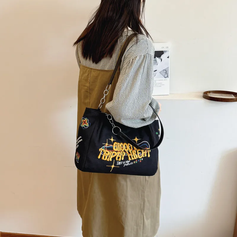 NX DOUGHNUT Fabric Shoulder Bag Regular Women's Ecru/Black/Blue-8