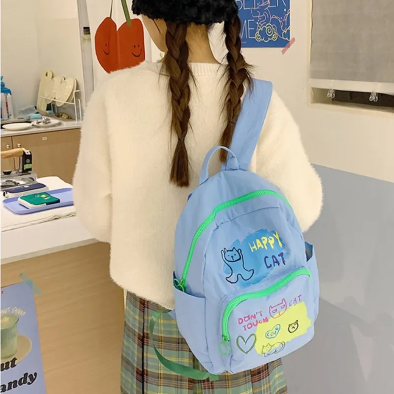 NX DOUGHNUT Nylon Fabric Backpack Women's Dark Blue/Light Blue-1