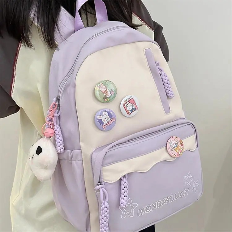 NX DOUGHNUT Nylon Backpack Unisex Pink Blue Purple Black Brown Green-14