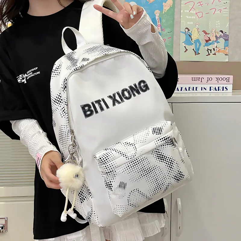 NX DOUGHNUT Nylon Backpack Unisex White/Black/Pink/Blue/Black-4