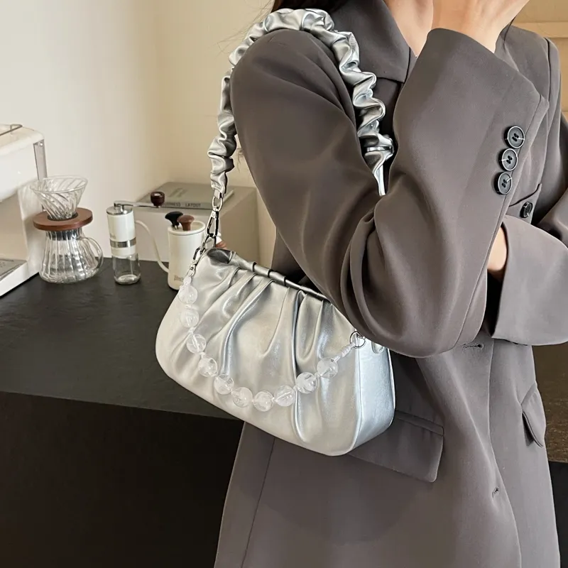 NX DOUGHNUT PU Crossbody Bag, Shoulder Bag Women's Ecru/Pink/Silver/Black-13
