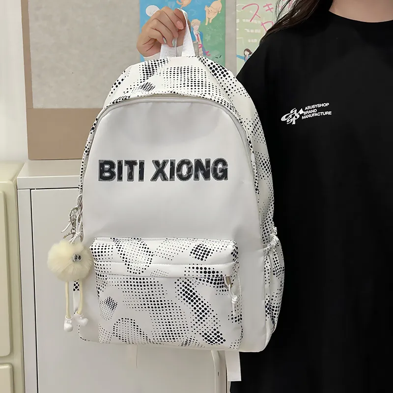 NX DOUGHNUT Nylon Backpack Unisex White/Black/Pink/Blue/Black-5