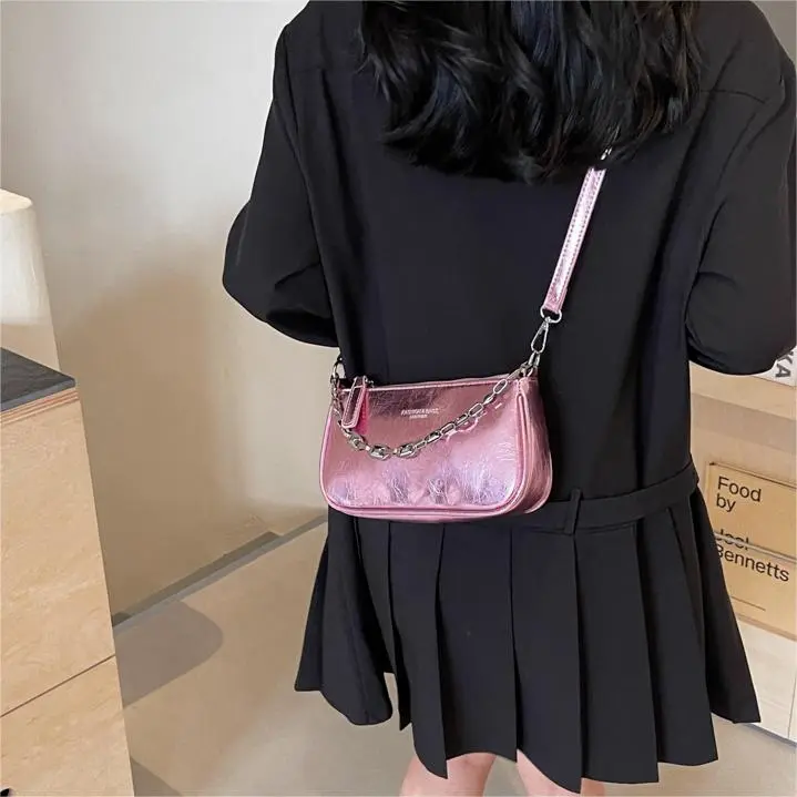 NX DOUGHNUT PU Handbag, Shoulder Bag Women's Silver, Dazzling Color, Silver, Black, Pink, Gold-17