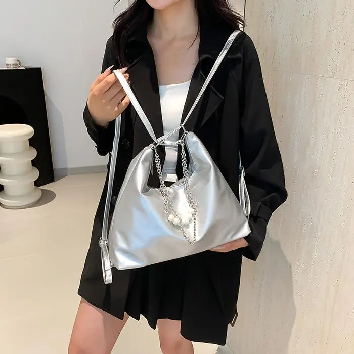 NX DOUGHNUT PU Shoulder Bag Regular Women's White/Black/Pink/Silver-27