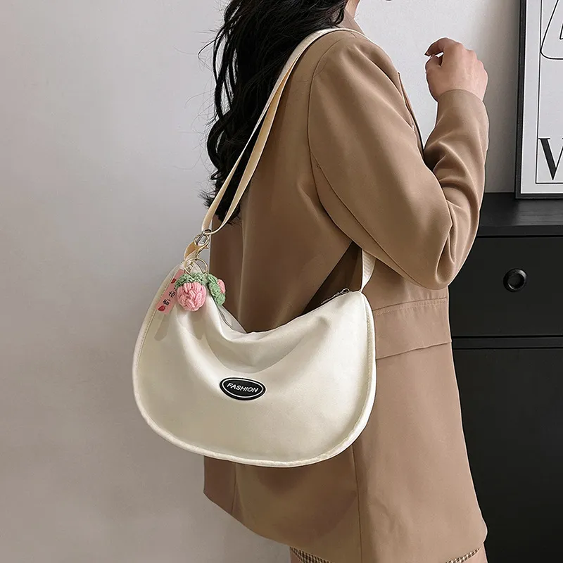 NX DOUGHNUT Canvas Bag, Crossbody Bag Women's Ecru With Charm/Black With Charm/Pink With Charm-18