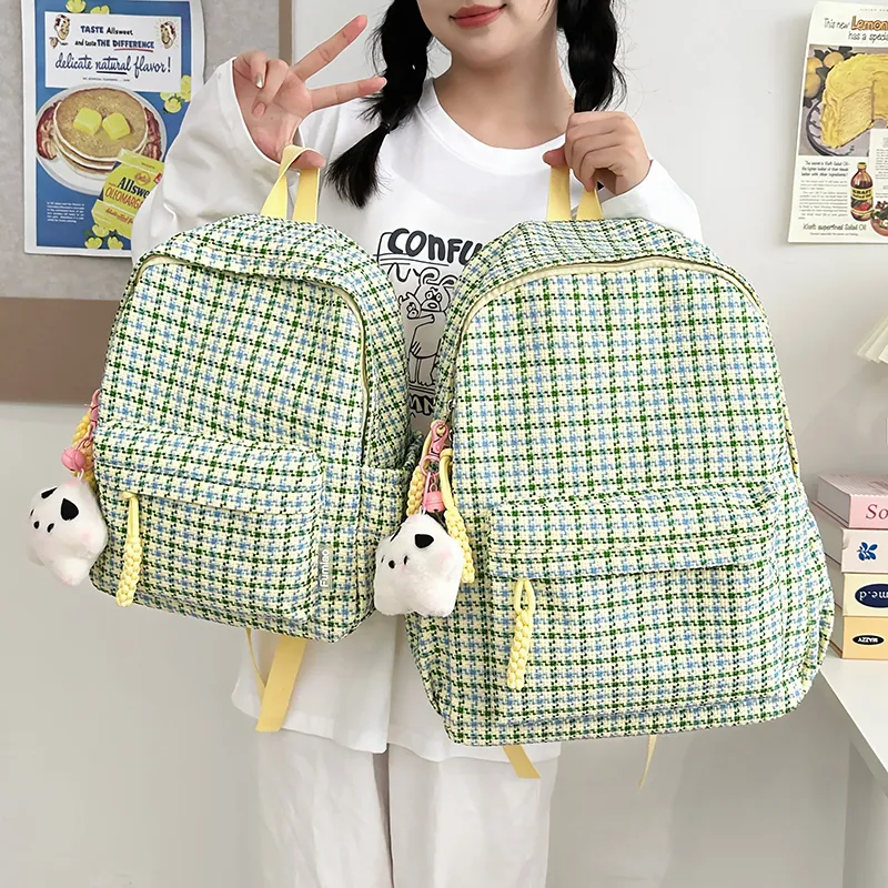 NX DOUGHNUT Nylon Fabric Backpack Women's Pink/Red/Khaki/Yellow/Green-16