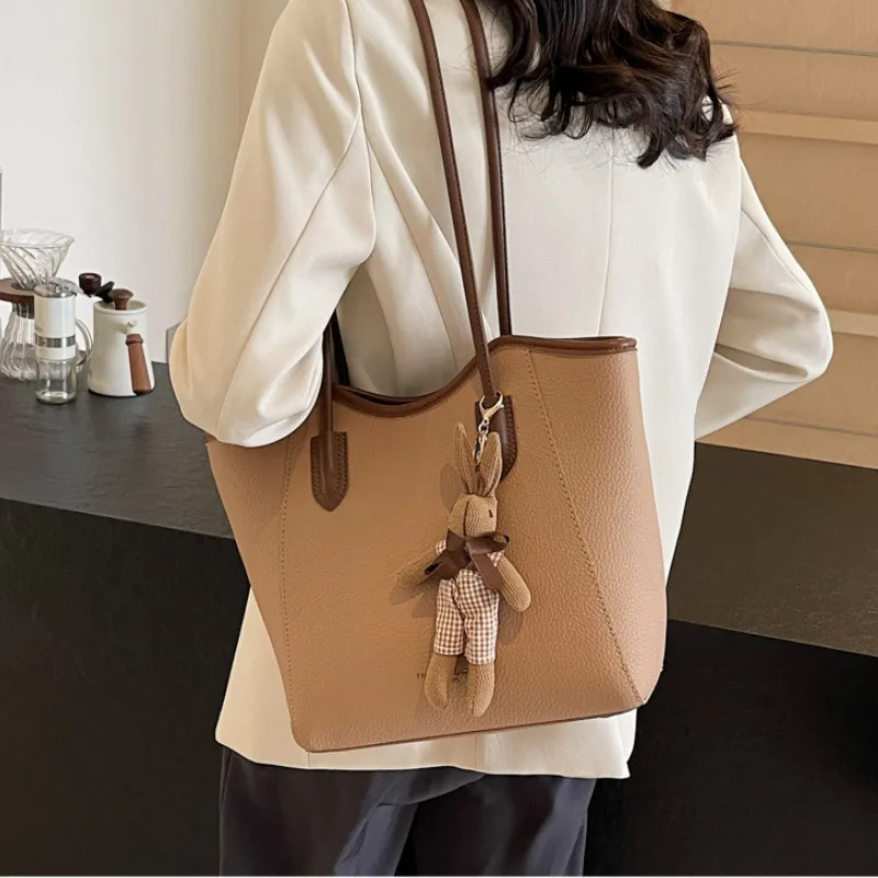 NX DOUGHNUT PU Shoulder Bag Regular Women's Ecru Black Khaki Brown-8