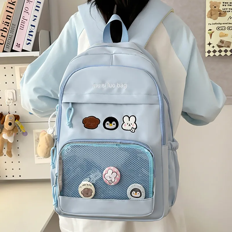 NX DOUGHNUT Nylon Fabric Backpack Unisex White/Black/Yellow/Blue/Pink-19