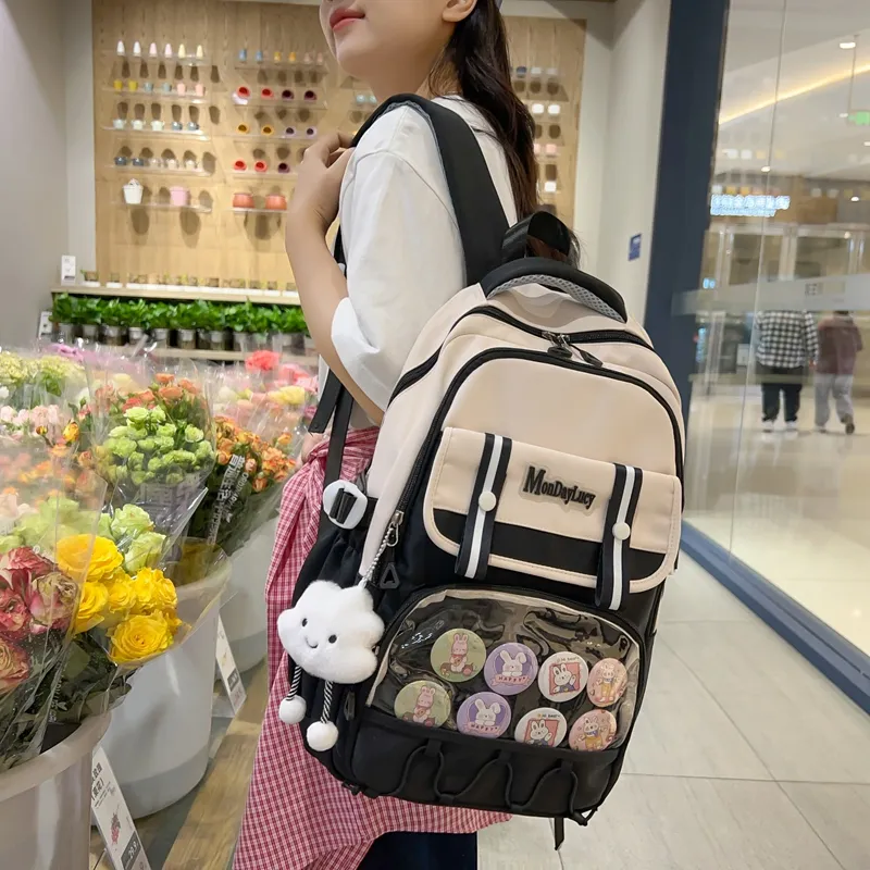NX DOUGHNUT Nylon Backpack Women's Black/Pink/Burgundy/Blue/Khaki-1